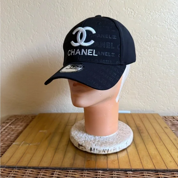 CHANEL PGA Black baseball hat Cap with White Embroidered Logo❤️ - Picture 2 of 8